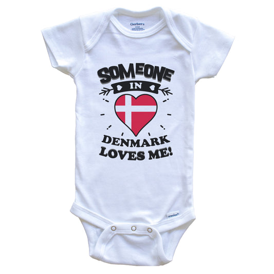 Someone In Denmark Loves Me Danish Flag Heart Baby Onesie