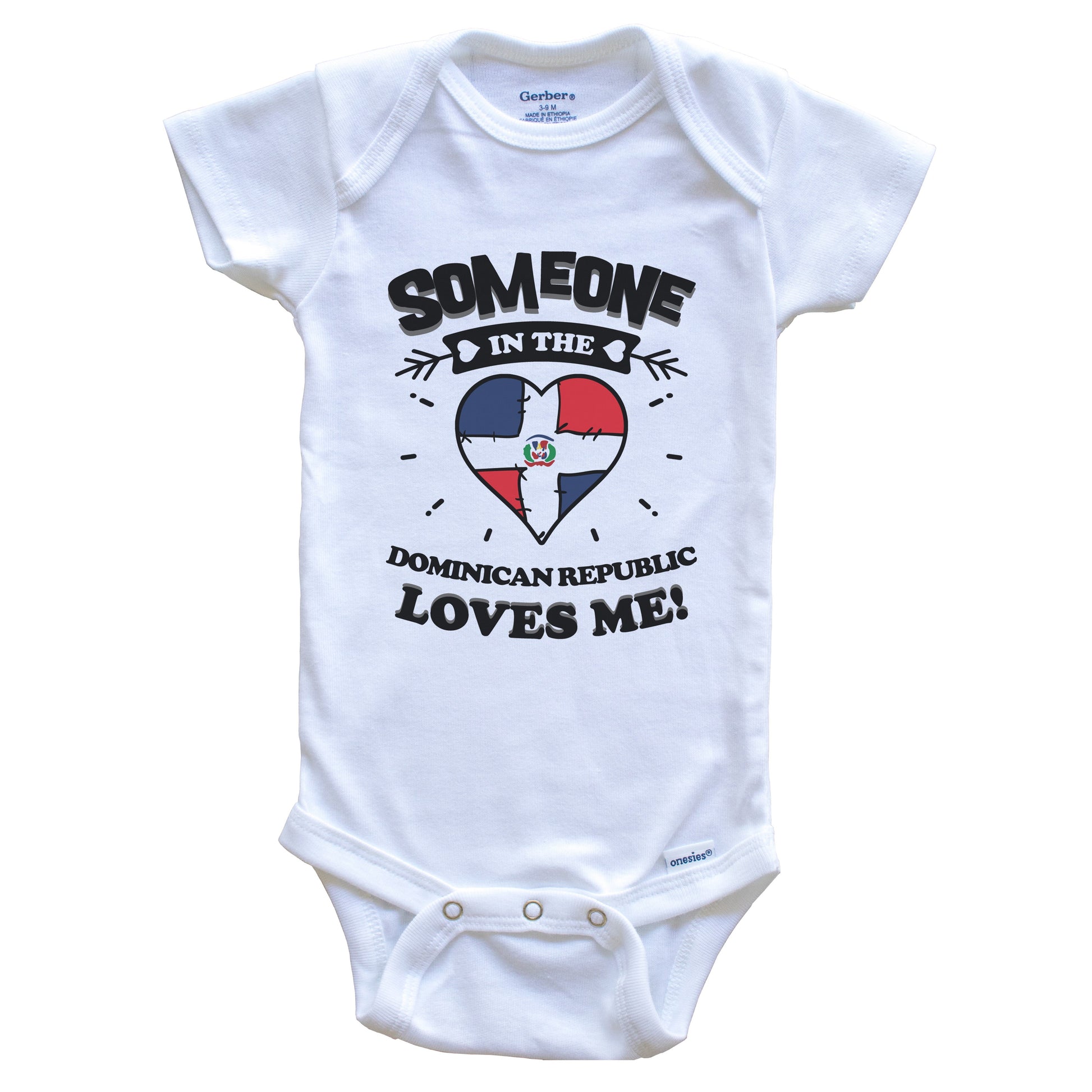 Someone In the Dominican Republic Loves Me Dominican Flag Heart Baby Onesie