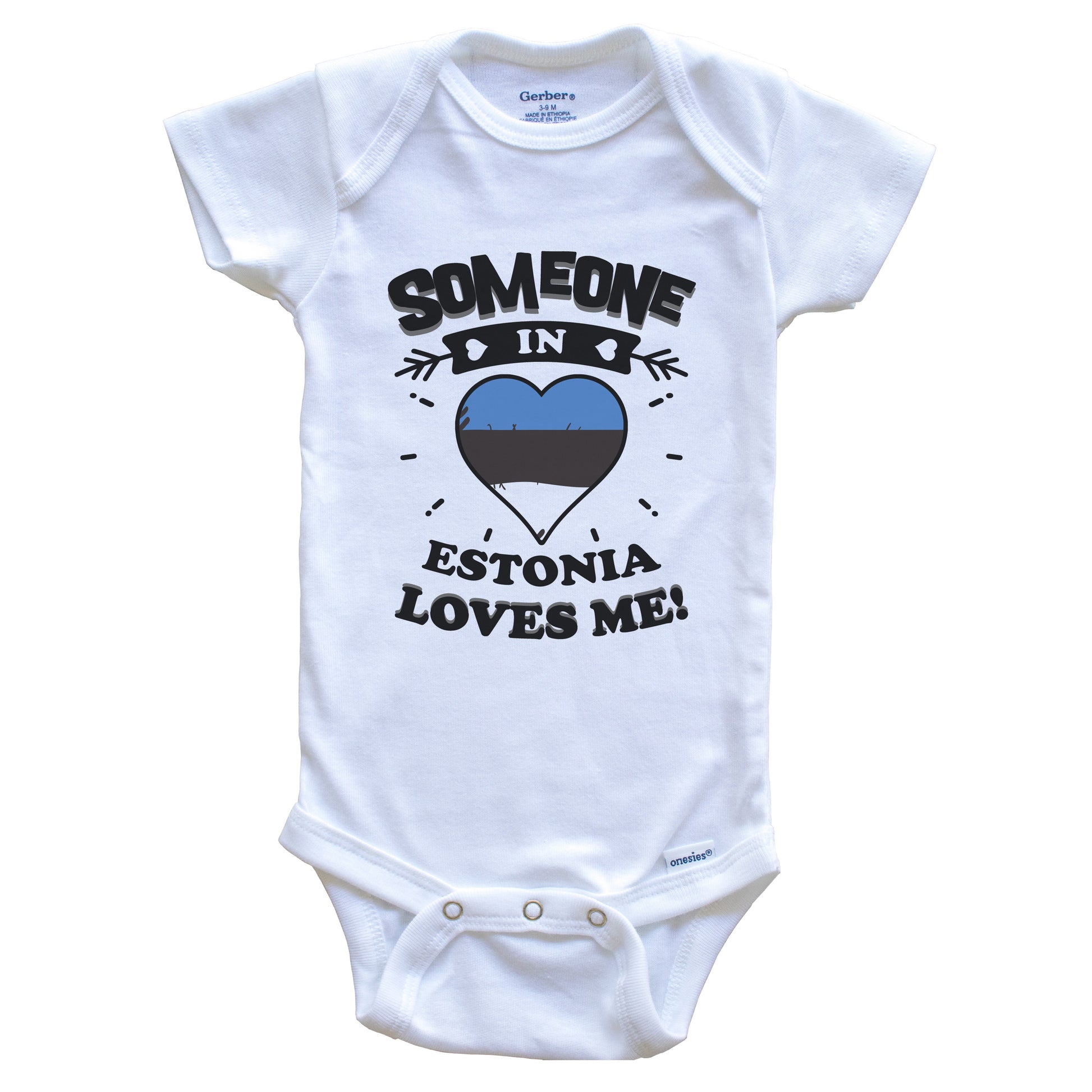 Someone In Estonia Loves Me Estonian Flag Heart Baby Onesie