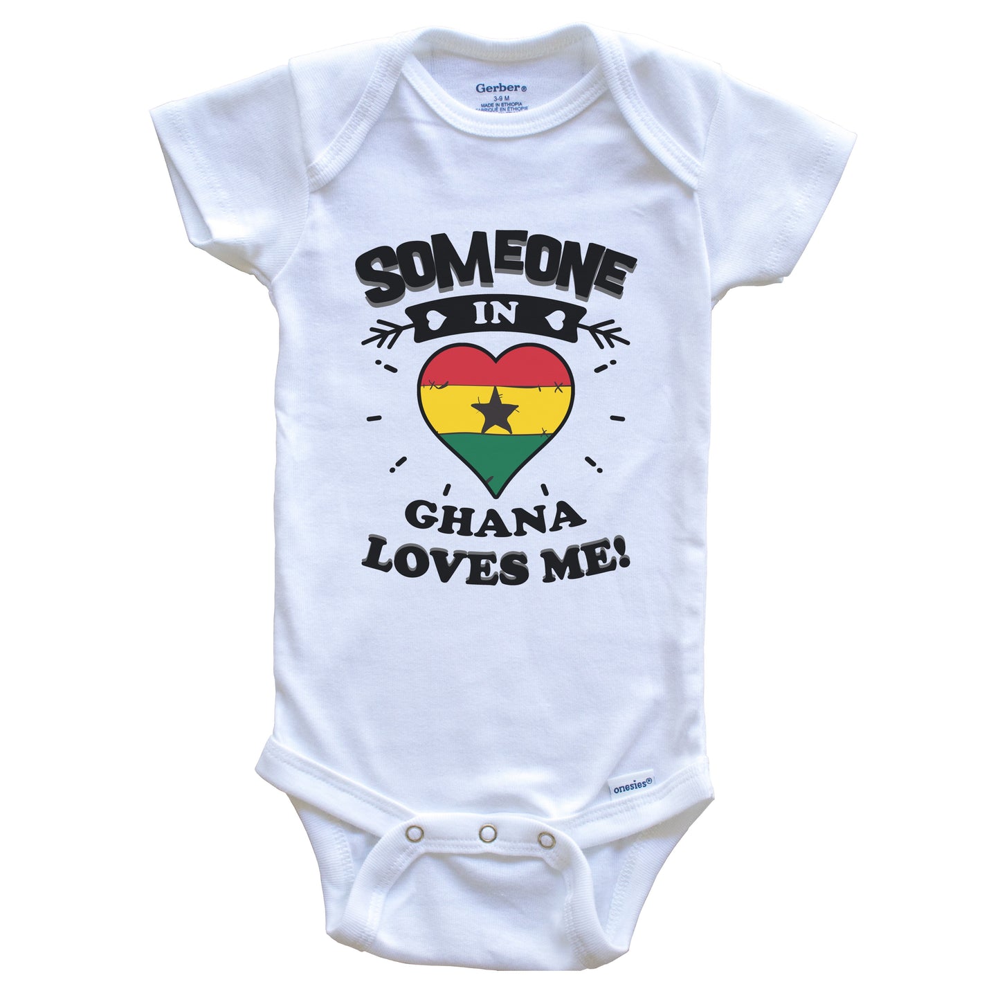 Someone In Ghana Loves Me Ghanaian Flag Heart Baby Onesie