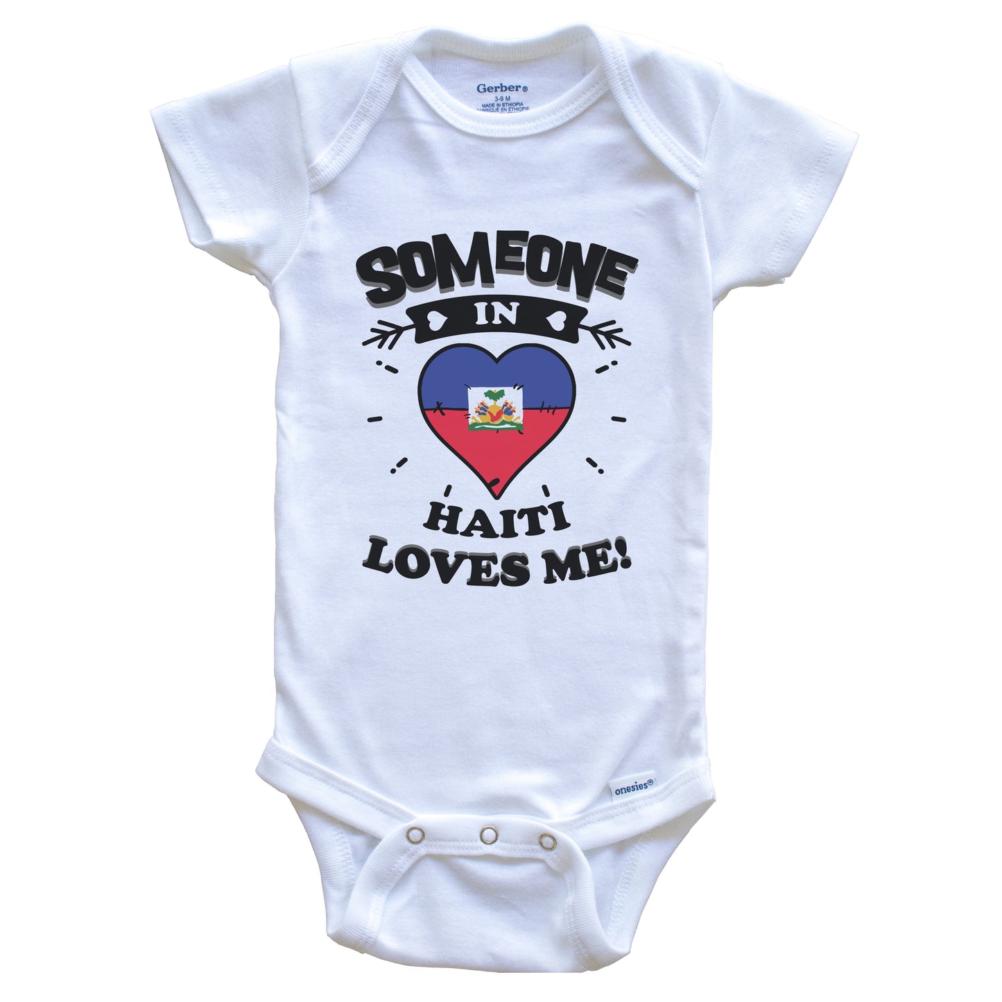 Someone In Haiti Loves Me Haitian Flag Heart Baby Onesie