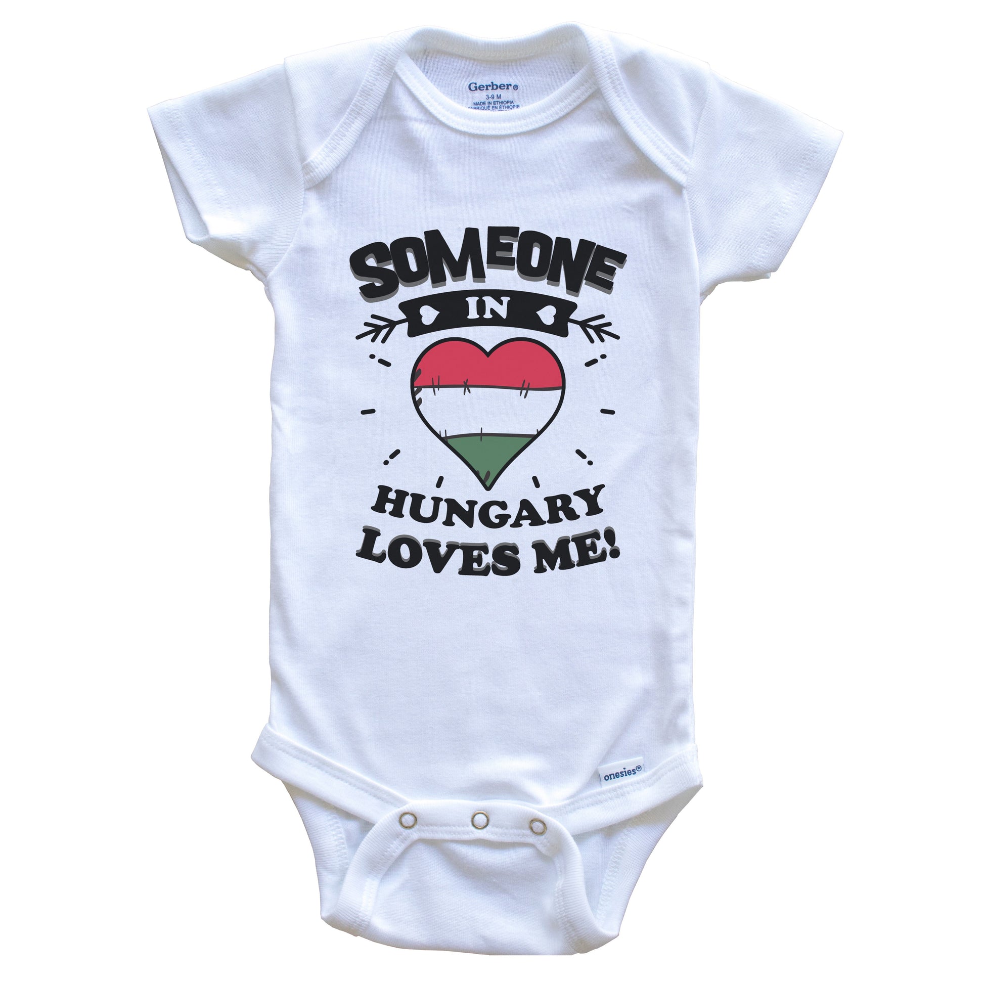 Someone In Hungary Loves Me Hungarian Flag Heart Baby Onesie