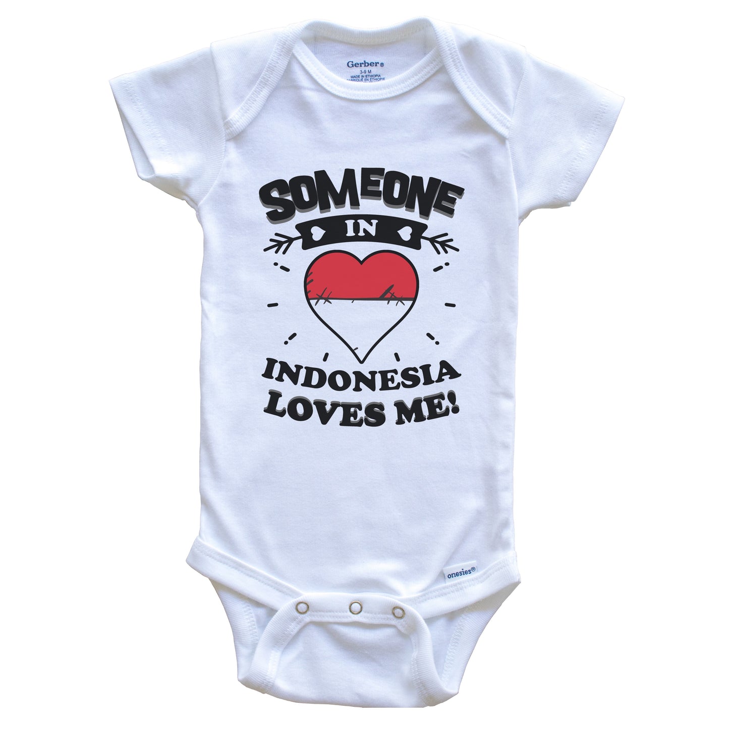 Someone In Indonesia Loves Me Indonesian Flag Heart Baby Onesie