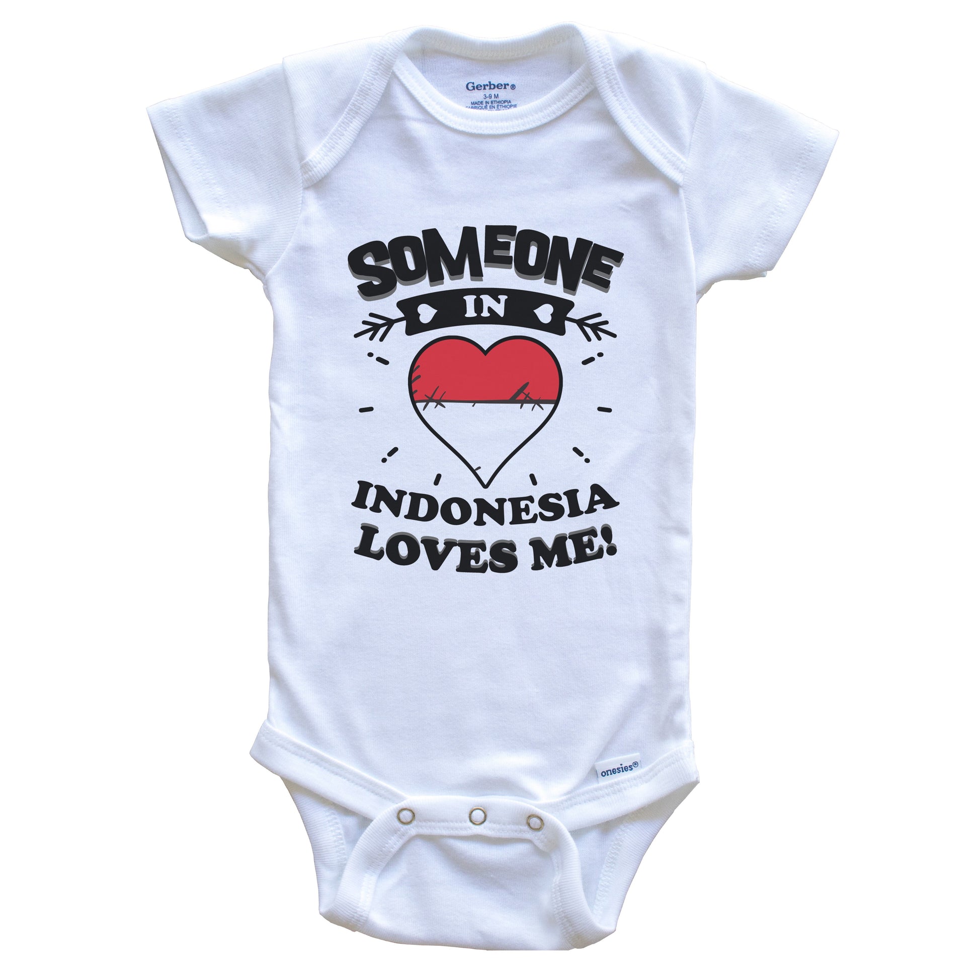 Someone In Indonesia Loves Me Indonesian Flag Heart Baby Onesie