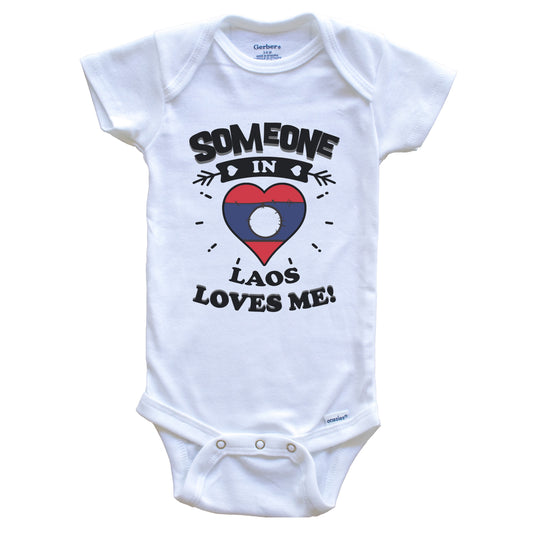 Someone In Laos Loves Me Laotian Flag Heart Baby Onesie