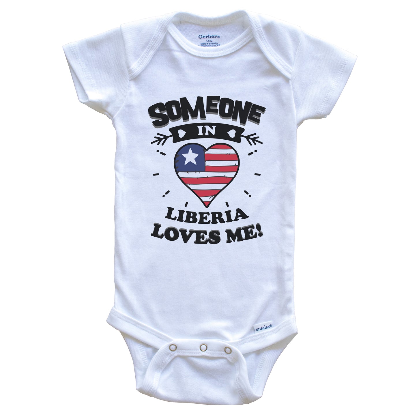 Someone In Liberia Loves Me Liberian Flag Heart Baby Onesie