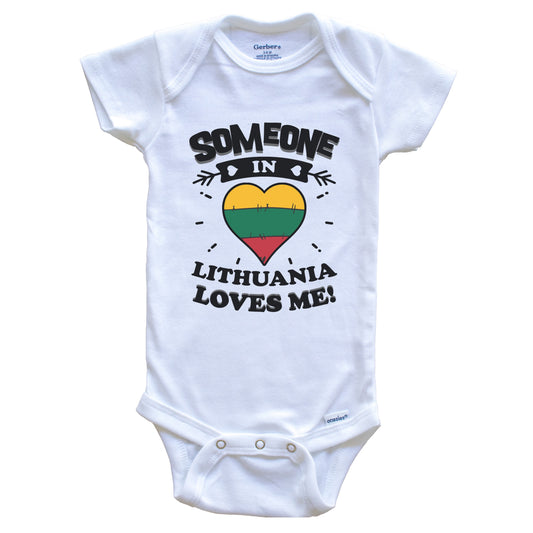 Someone In Lithuania Loves Me Lithuanian Flag Heart Baby Onesie