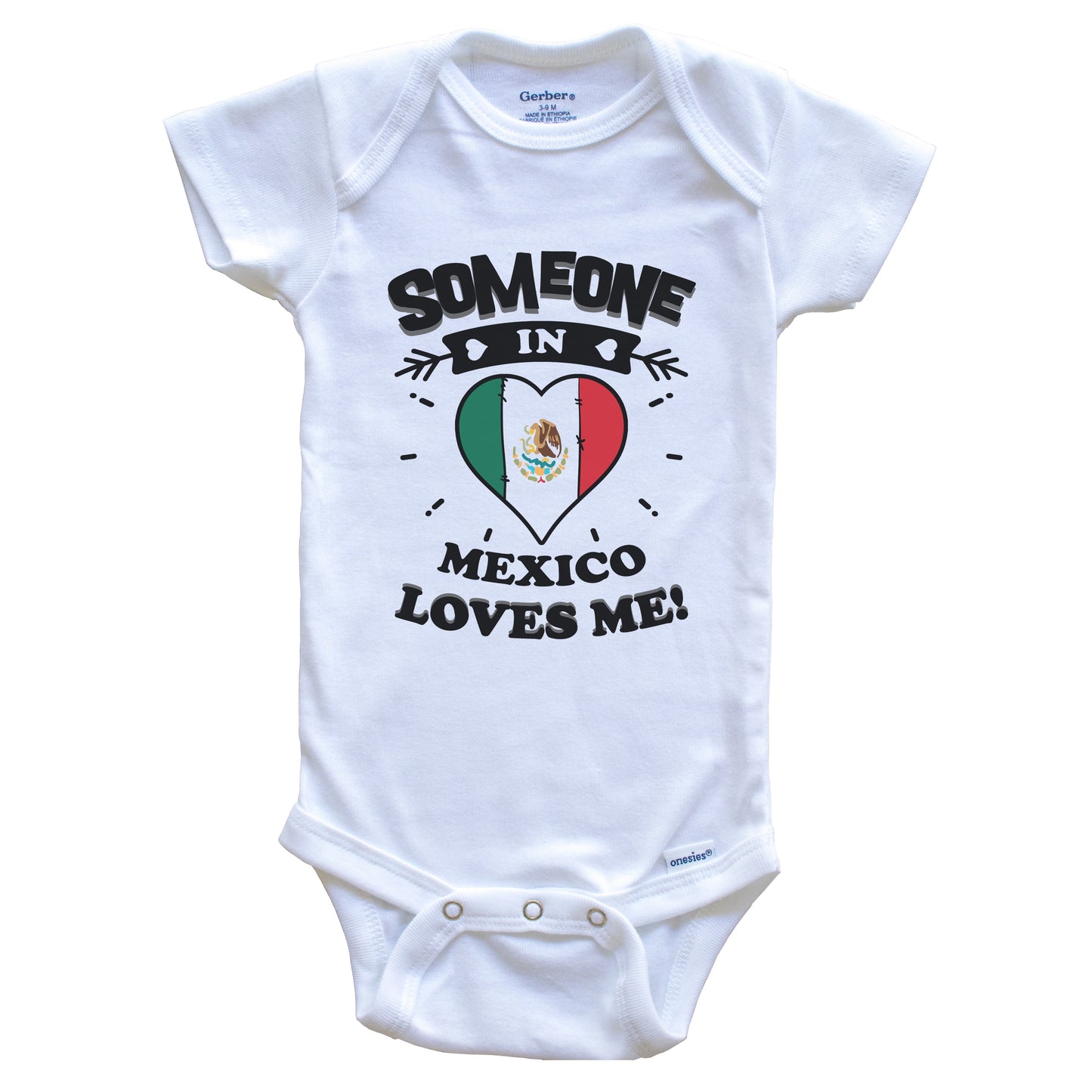 Someone In Mexico Loves Me Mexican Flag Heart Baby Onesie