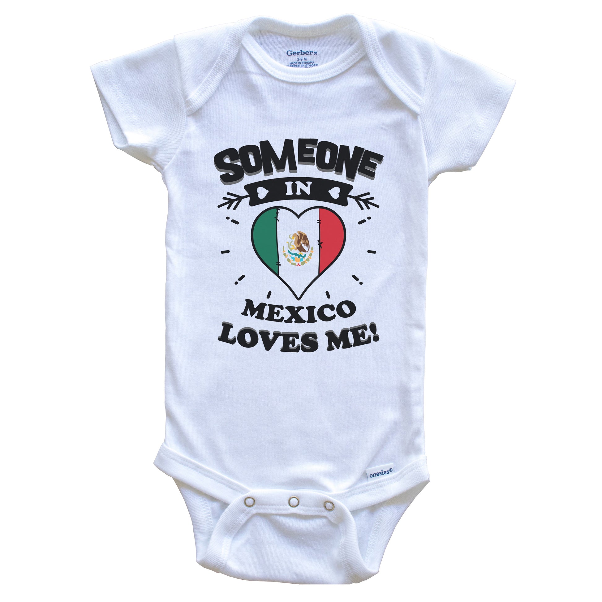 Someone In Mexico Loves Me Mexican Flag Heart Baby Onesie