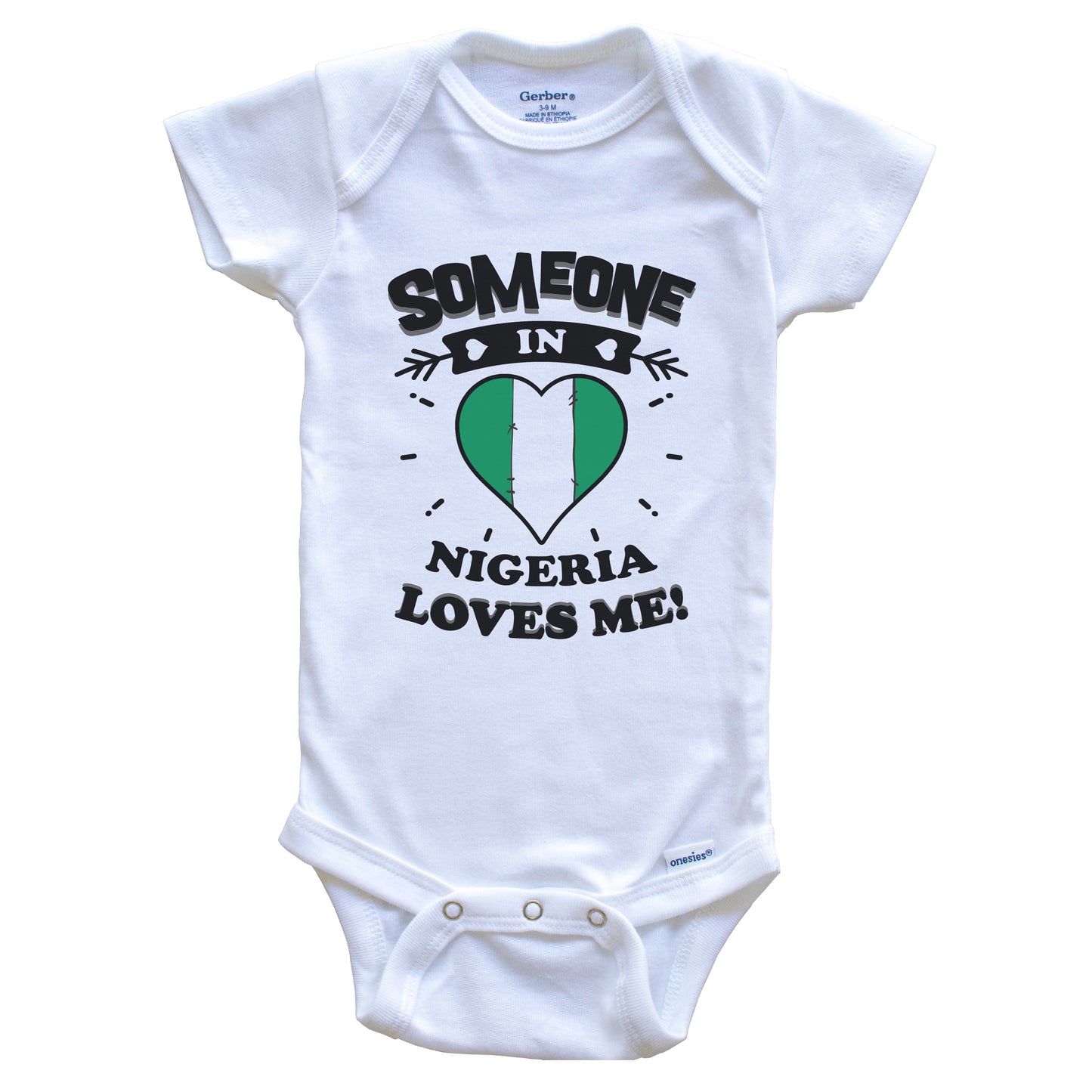 Someone In Nigeria Loves Me Nigerian Flag Heart Baby Onesie