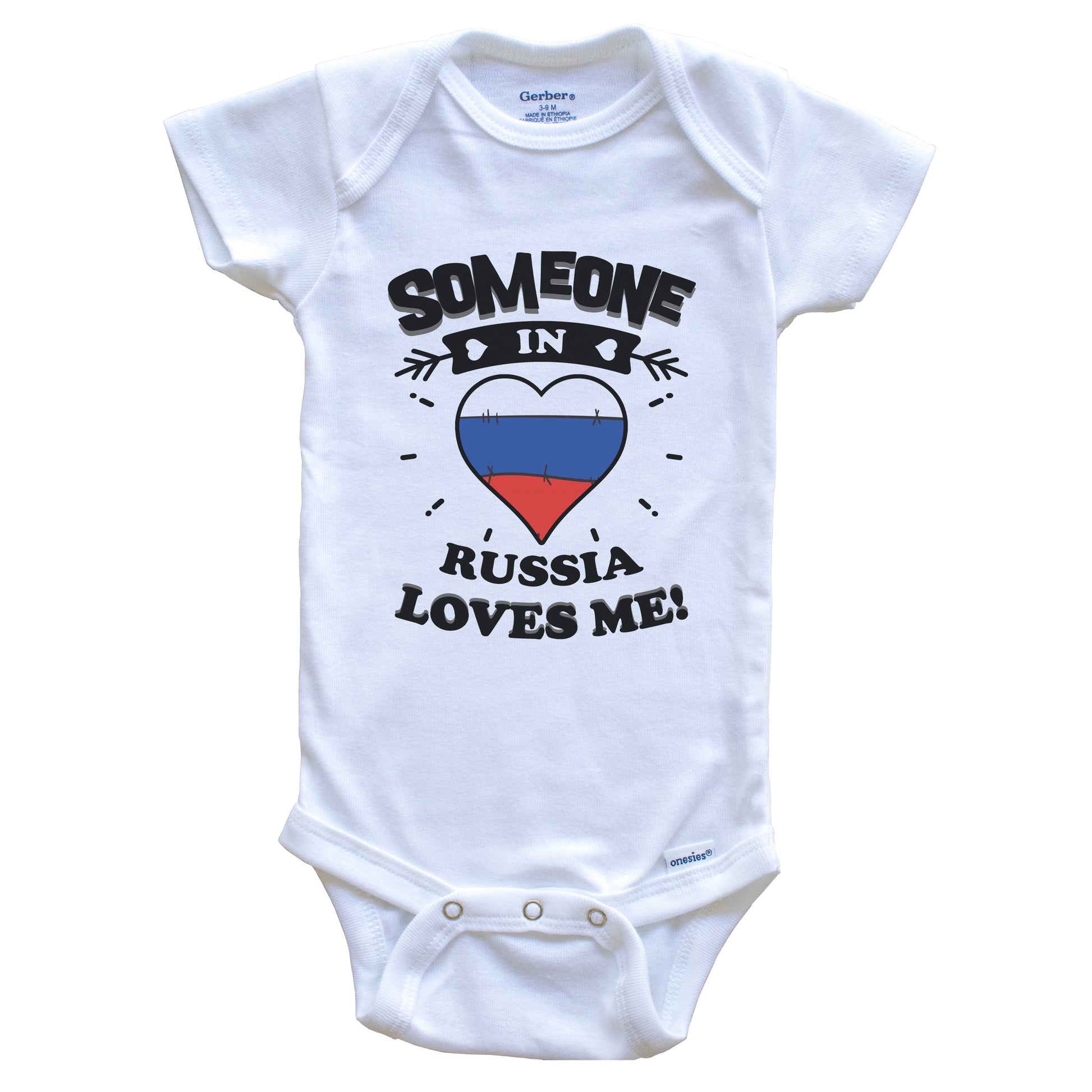 Someone In Russia Loves Me Russian Flag Heart Baby Onesie