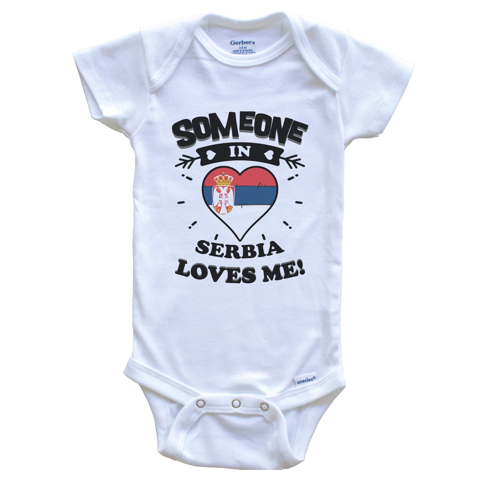 Someone In Serbia Loves Me Serbian Flag Heart Baby Onesie