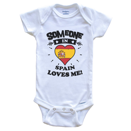 Someone In Spain Loves Me Spanish Flag Heart Baby Onesie