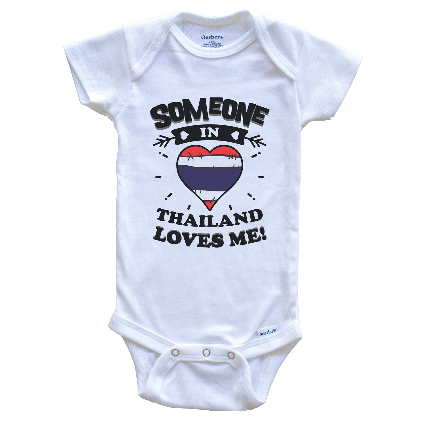 Someone In Thailand Loves Me Thai Flag Heart Baby Onesie