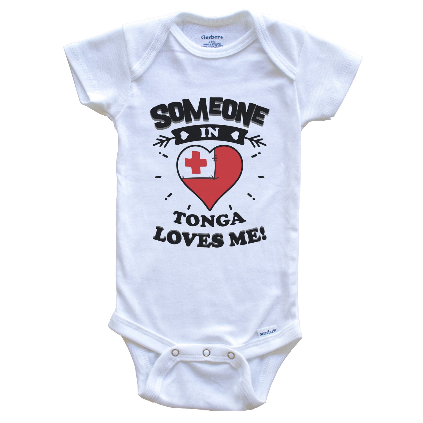 Someone In Tonga Loves Me Tongan Flag Heart Baby Onesie