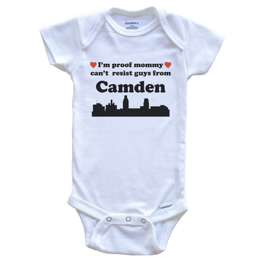 I'm Proof Mommy Can't Resist Guys From Camden Baby Onesie - Funny Camden New Jersey Skyline Baby Bodysuit