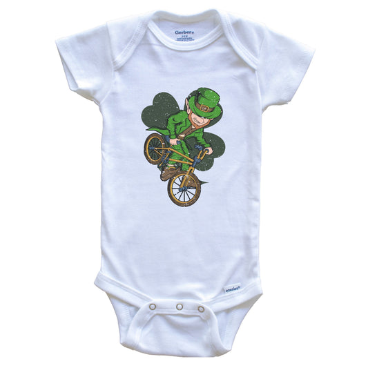 BMX Rider Leprechaun St. Patrick's Day BMX Bike Baby Bodysuit
