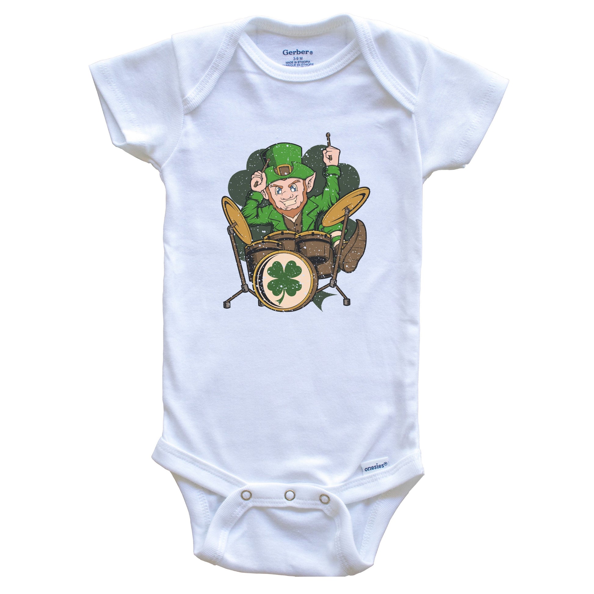Drummer Leprechaun St. Patrick's Day Drumming Baby Bodysuit