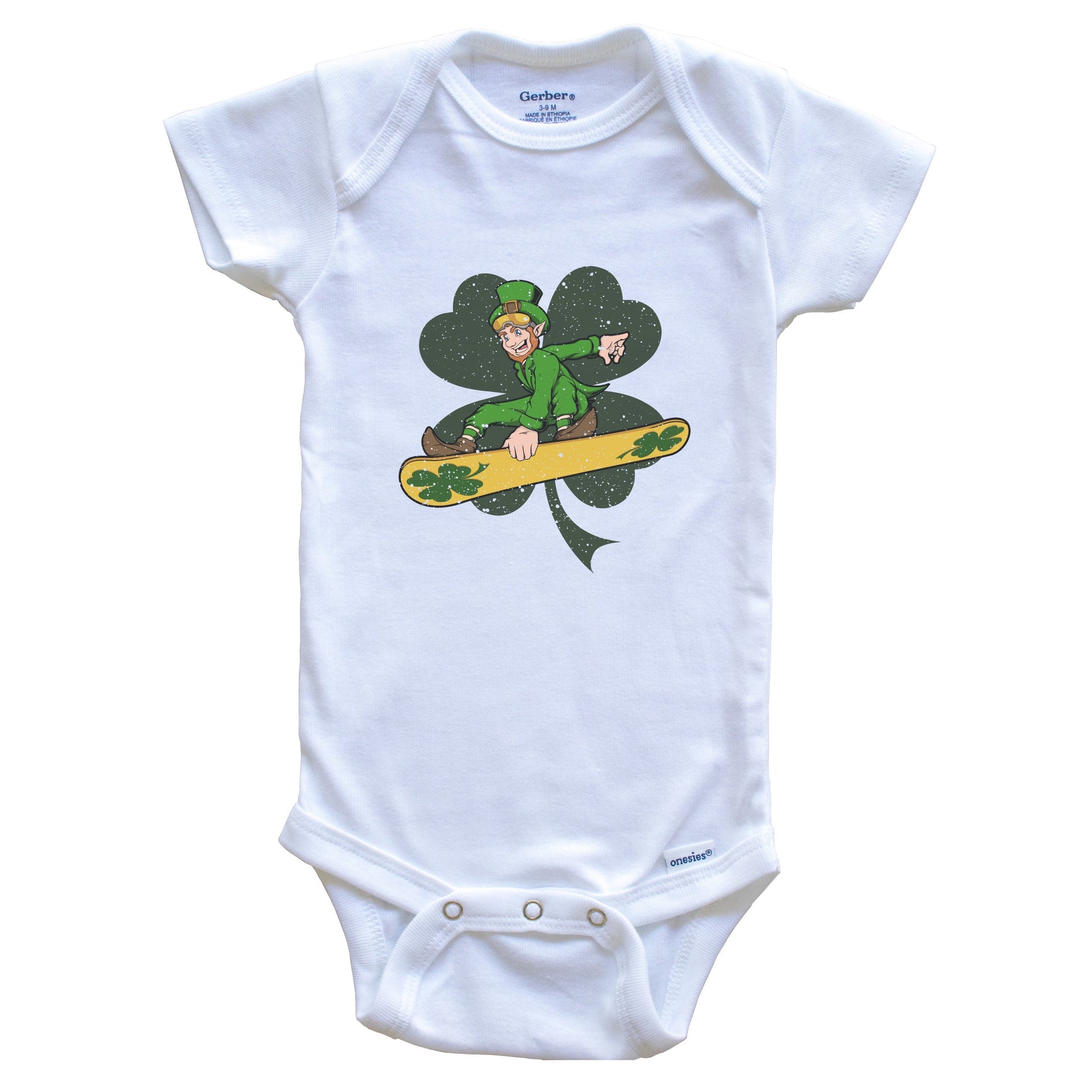 Snowboarder Leprechaun St. Patrick's Day Snowboarding Baby Bodysuit