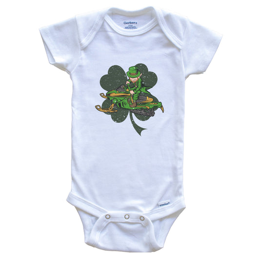 Snowmobiler Leprechaun St. Patrick's Day Snowmobiling Baby Bodysuit
