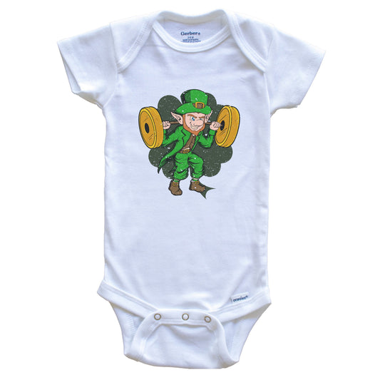 Weightlifter Leprechaun St. Patrick's Day Weightlifting Baby Bodysuit