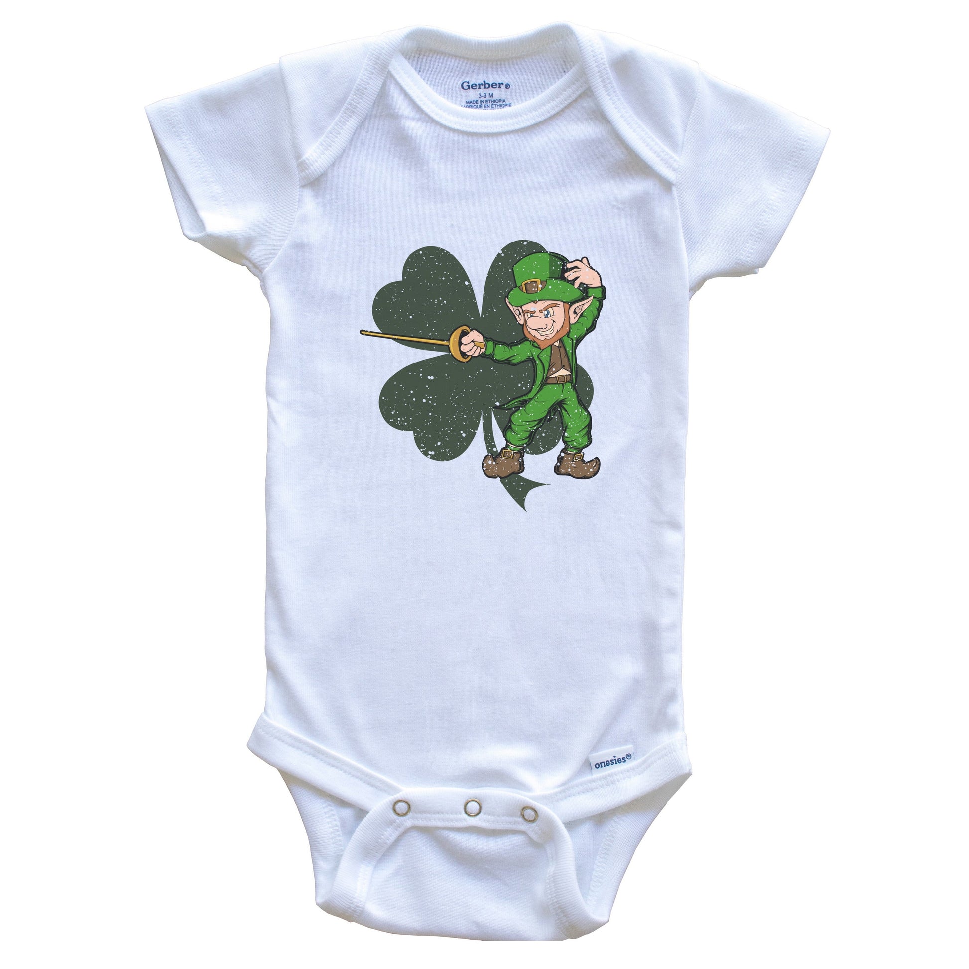 Fencer Leprechaun St. Patrick's Day Fencing Baby Bodysuit