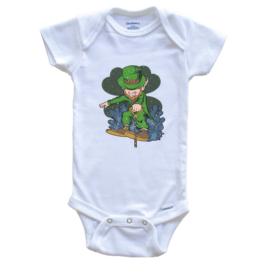 Waterskier Leprechaun St. Patrick's Day Waterskiing Baby Bodysuit
