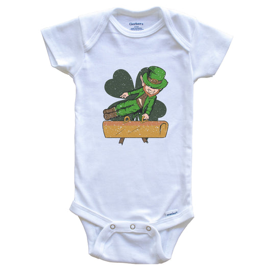 Pommel Horse Gymnast Leprechaun St. Patrick's Day Gymnastics Baby Bodysuit
