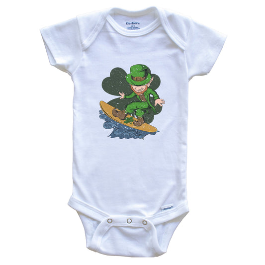 Surfer Leprechaun St. Patrick's Day Surfing Baby Bodysuit