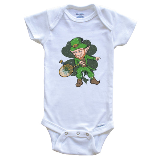 Badminton Player Leprechaun St. Patrick's Day Badminton Baby Bodysuit