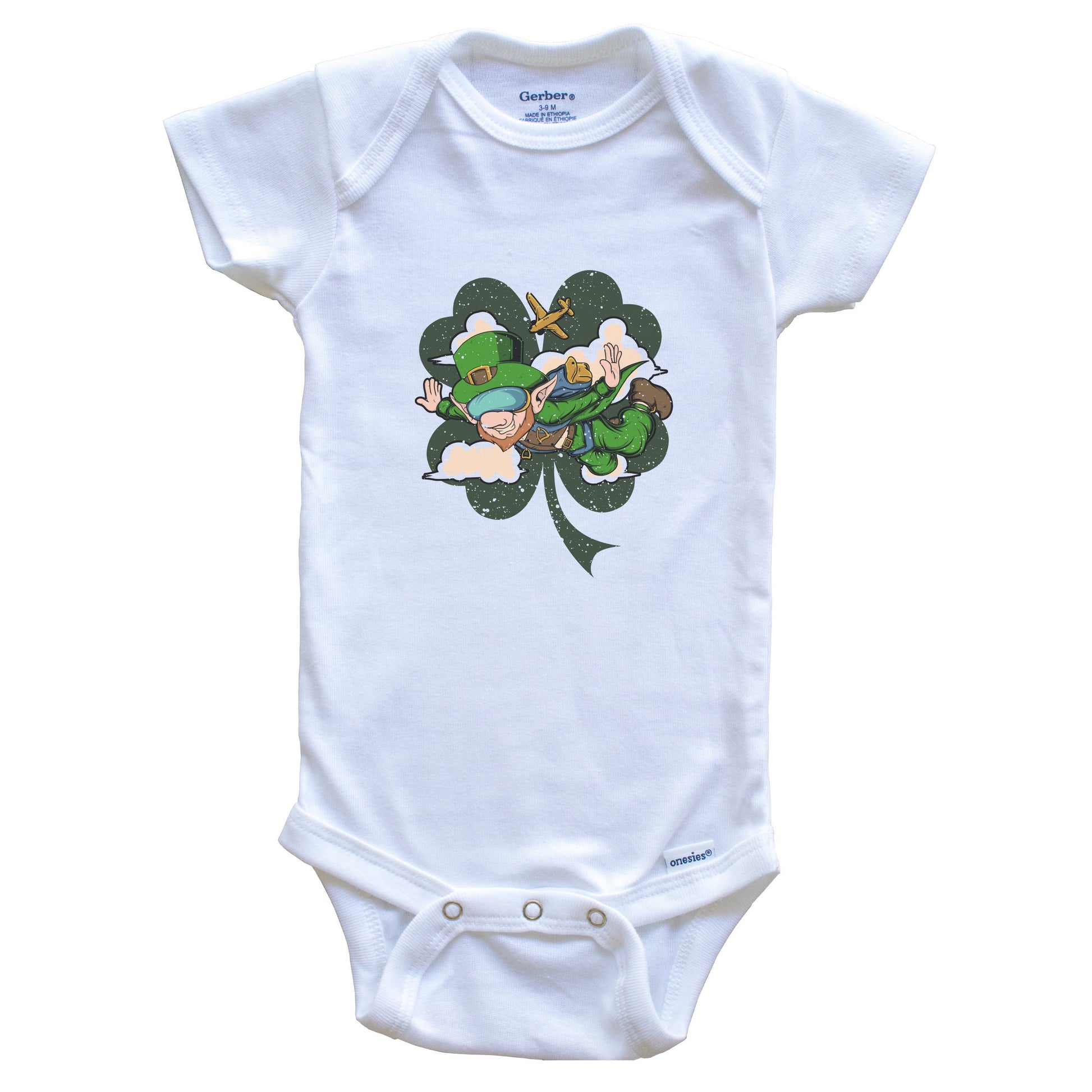 Skydiver Leprechaun St. Patrick's Day Skydiving Baby Bodysuit