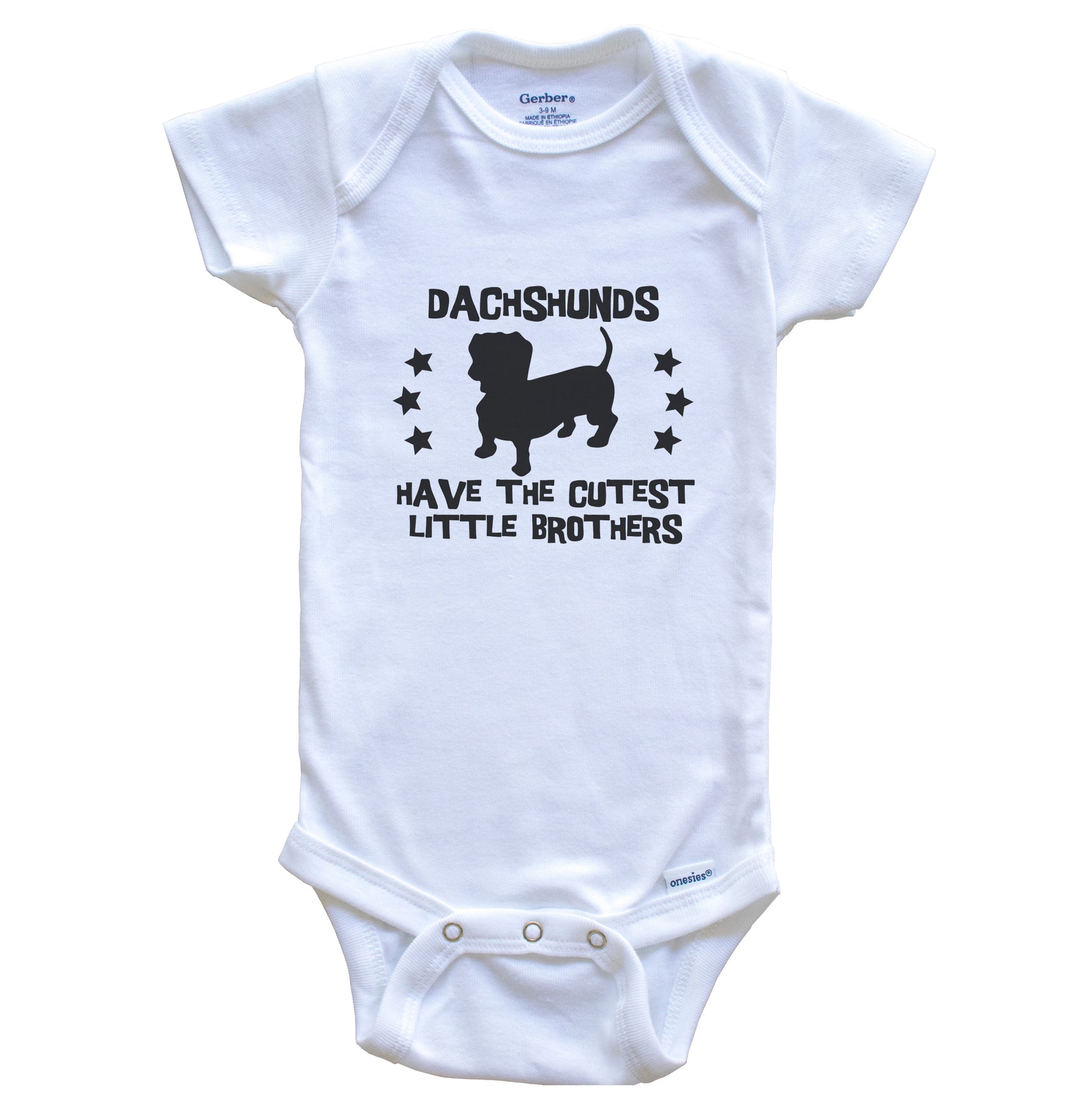 Dachshunds Have The Cutest Little Brothers Funny Doxen Baby Bodysuit