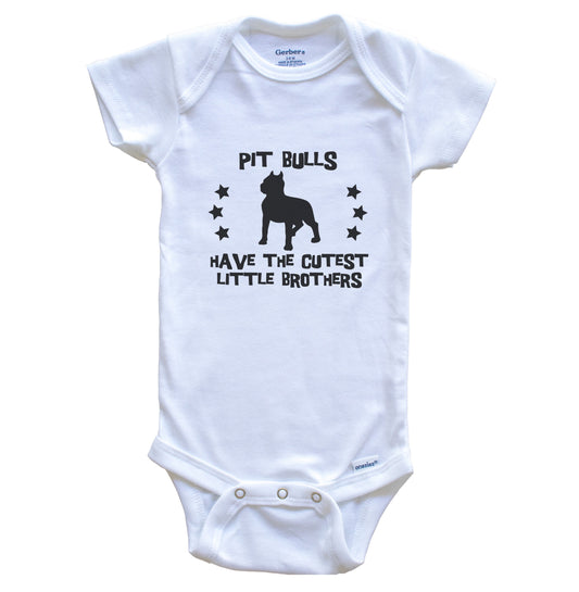 Pit Bulls Have The Cutest Little Brothers Funny Pitty Baby Bodysuit