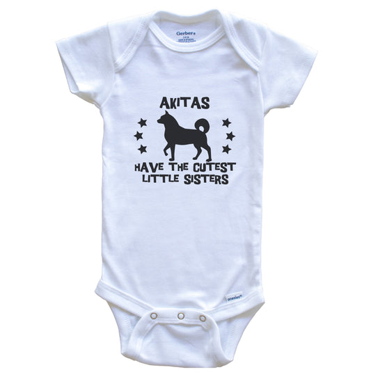 Akitas Have The Cutest Little Sisters Funny Akita Inu Baby Bodysuit