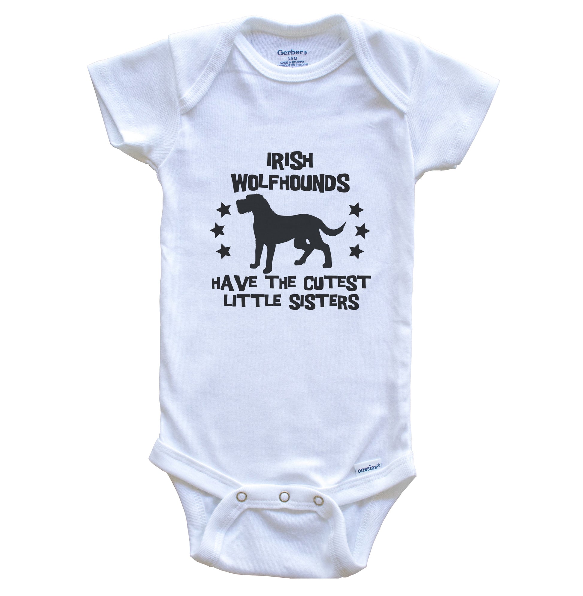 Irish Wolfhounds Have The Cutest Little Sisters Funny Irish Wolfhound Baby Bodysuit