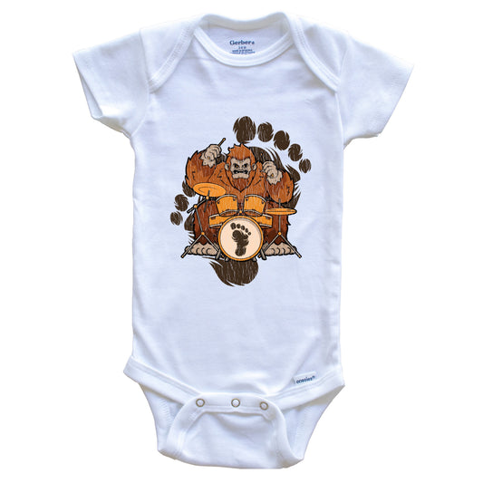 Bigfoot Drummer Baby Bodysuit - Sasquatch Playing Drums One Piece Baby Bodysuit