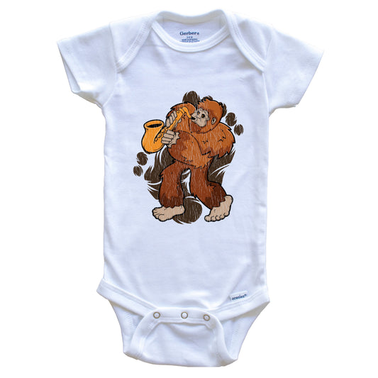 Bigfoot Saxophone Baby Bodysuit - Sasquatch Playing Sax One Piece Baby Bodysuit