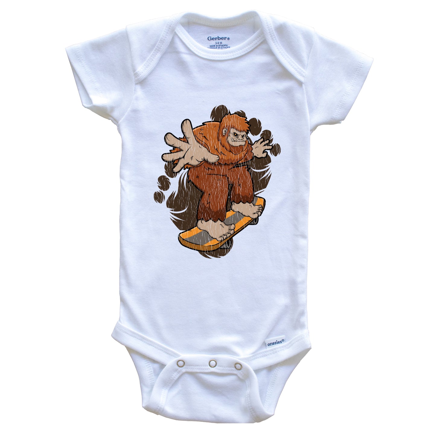 Bigfoot Skateboarding Baby Bodysuit - Sasquatch Riding Skateboard One Piece Baby Bodysuit