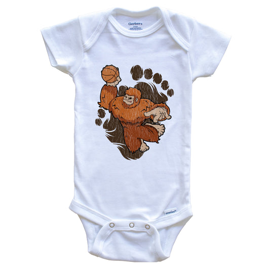 Bigfoot Basketball Baby Bodysuit - Sasquatch Dunking One Piece Baby Bodysuit
