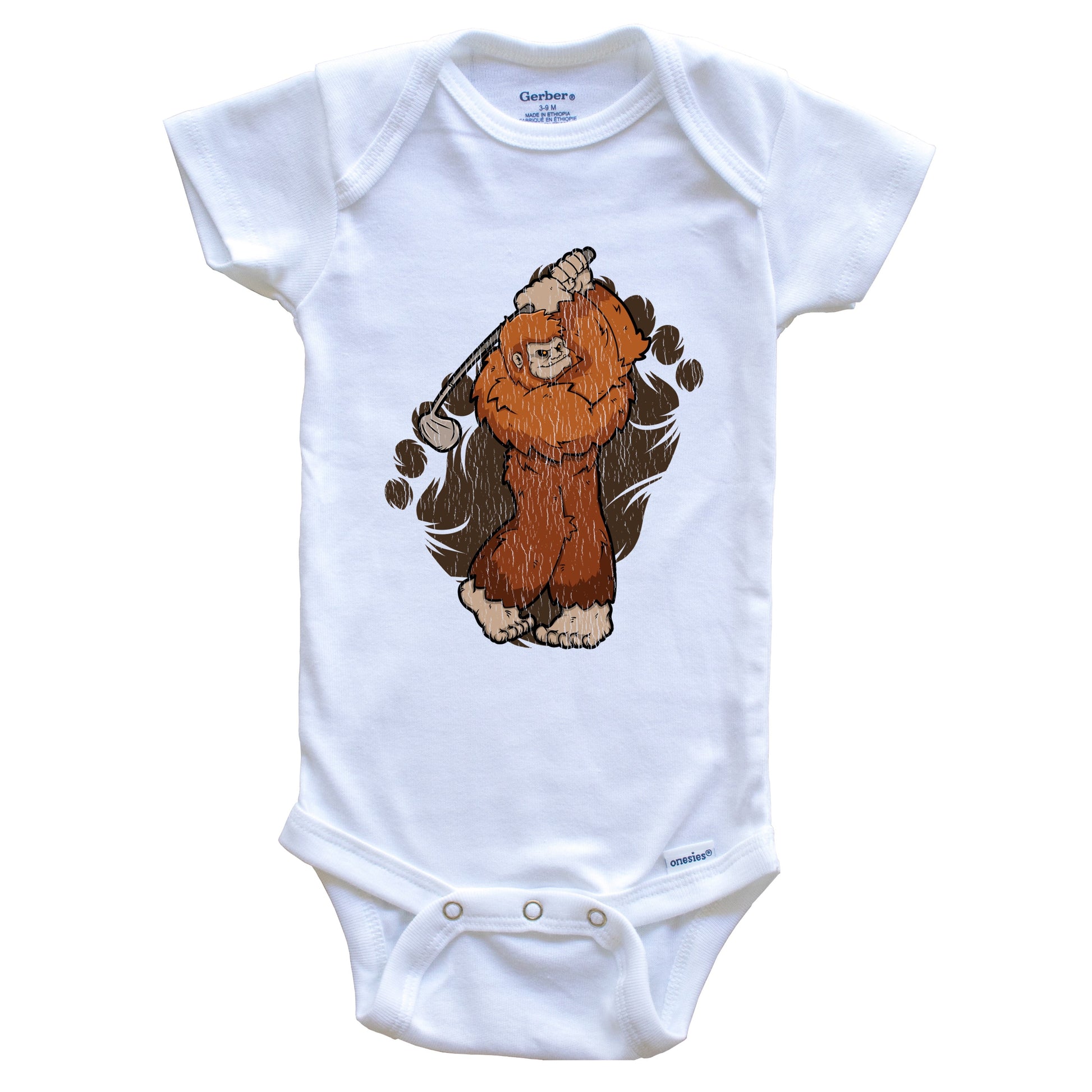 Bigfoot Golf Baby Bodysuit - Sasquatch Golfing One Piece Baby Bodysuit