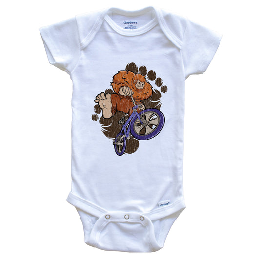 Bigfoot BMX Baby Bodysuit - Sasquatch on BMX Bike One Piece Baby Bodysuit