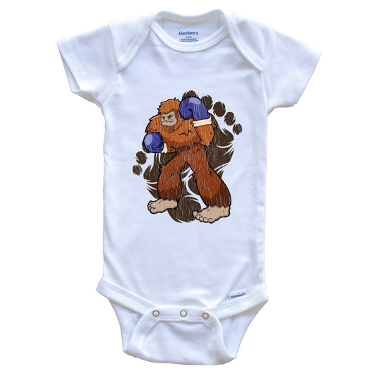 Bigfoot Boxing Baby Bodysuit - Sasquatch Boxing One Piece Baby Bodysuit