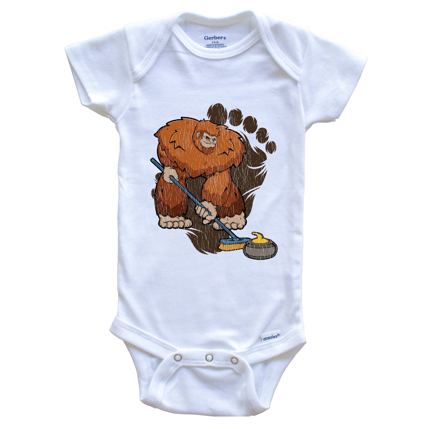 Bigfoot Curling Baby Bodysuit - Sasquatch Curling One Piece Baby Bodysuit