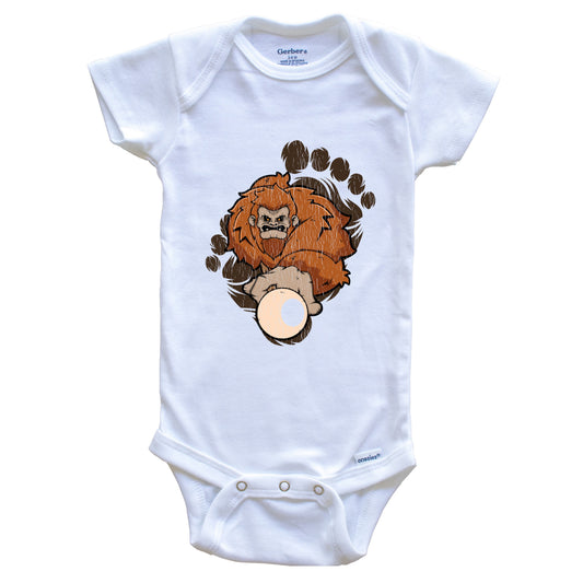 Bigfoot Billiards Baby Bodysuit - Sasquatch Playing Pool One Piece Baby Bodysuit