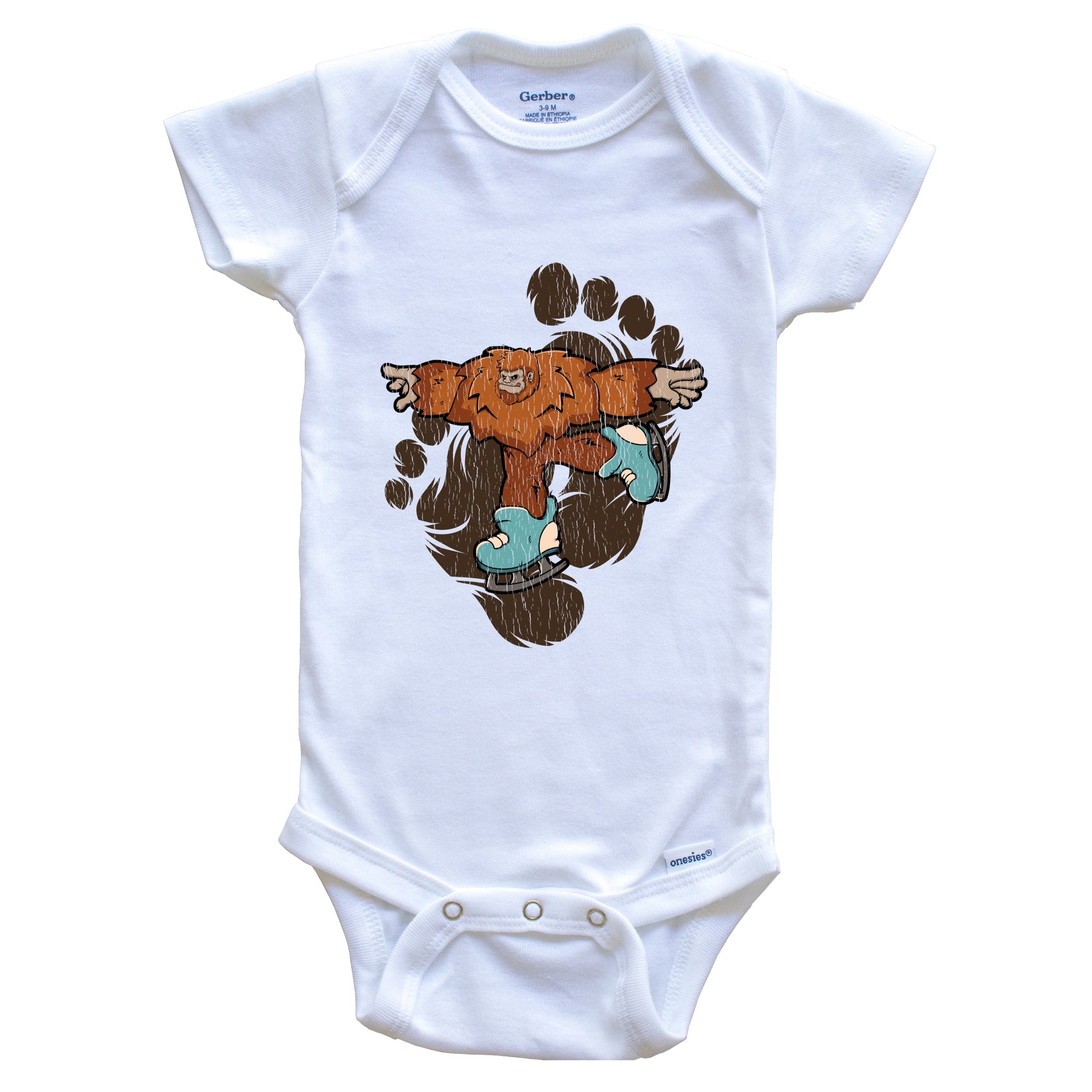 Bigfoot Figure Skating Baby Bodysuit - Sasquatch on Figure Skates One Piece Baby Bodysuit