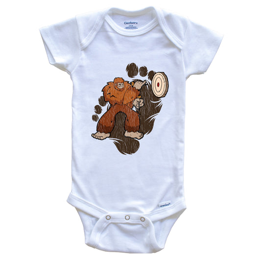 Bigfoot Darts Baby Bodysuit - Sasquatch Playing Darts One Piece Baby Bodysuit