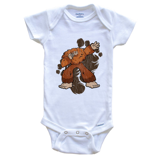 Bigfoot Shot Put Baby Bodysuit - Sasquatch Shot Putting One Piece Baby Bodysuit