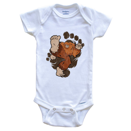 Bigfoot Karate Baby Bodysuit - Sasquatch Kicking One Piece Baby Bodysuit