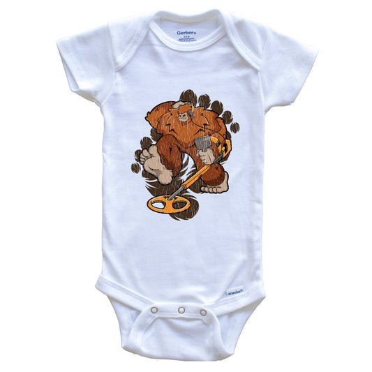 Bigfoot Metal Detector Baby Bodysuit - Sasquatch Metal Detecting One Piece Baby Bodysuit