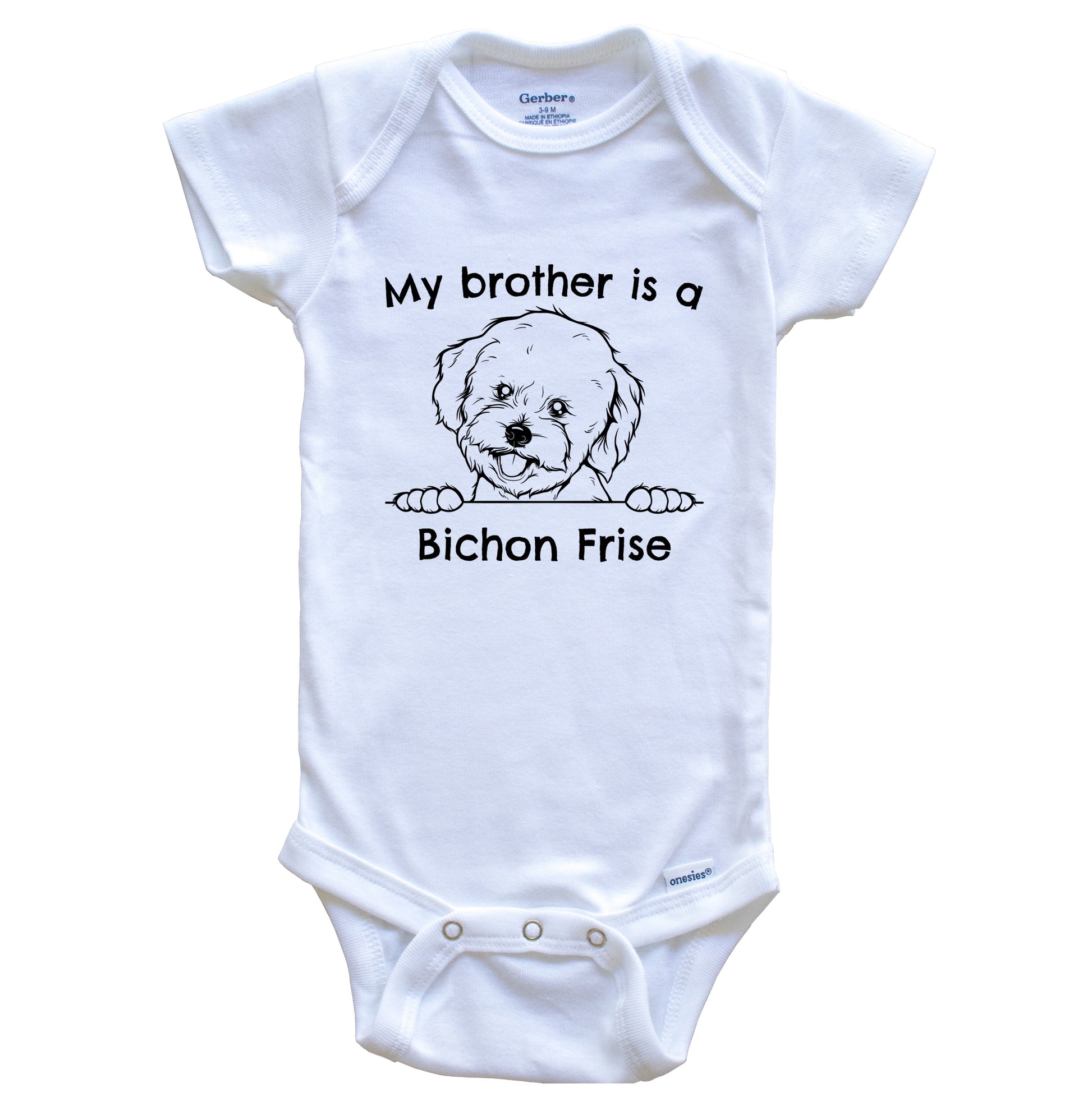 My Brother Is A Bichon Frise One Piece Baby Bodysuit